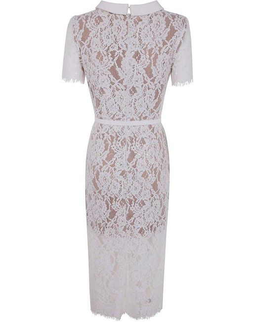 Self-Portrait Gray Lace Buttoned Midi Dress