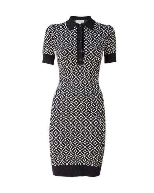 MICHAEL Michael Kors Black Logo Jacquard Polo Dress