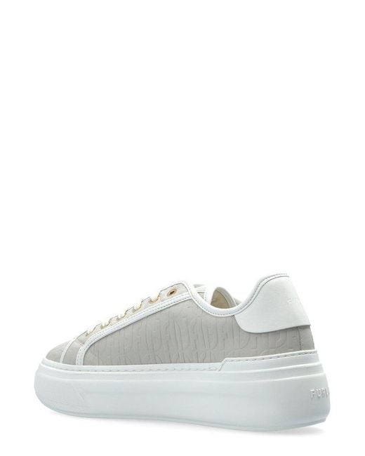 Furla White Logo Embossed Lace-Up Shoes