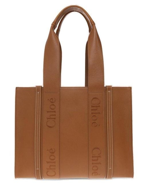Chlo Chlo Leather Woody Tote Bag Medium Size in Brown Lyst UK