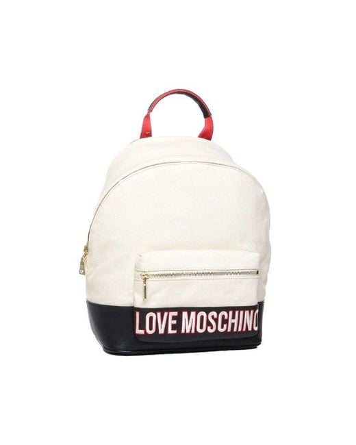 Love Moschino White Love Backpack With Logo