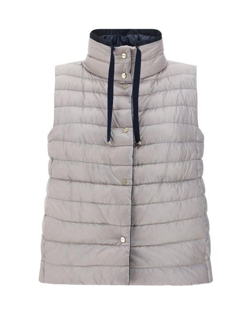 Herno Gray High-neck Drawstring Reversible Padded Gilet