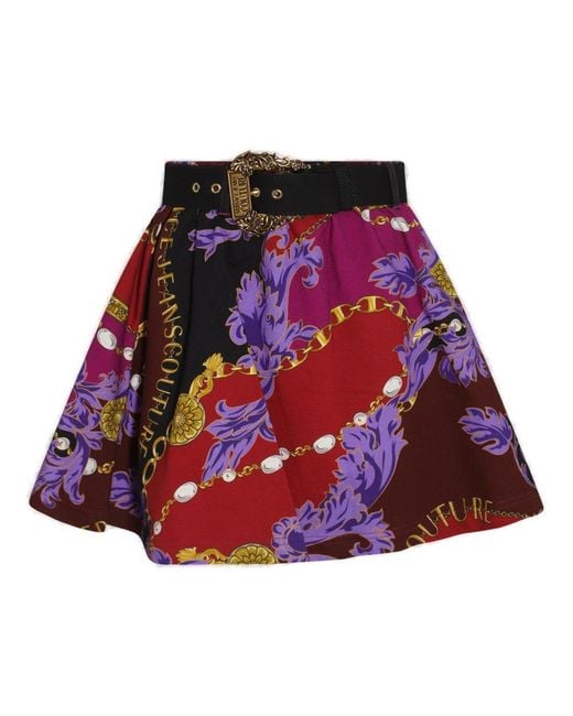 Versace Red Chain Couture High-waist Mini Skirt
