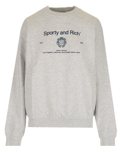 Sporty & Rich Gray Logo Printed Crewneck Sweatshirt