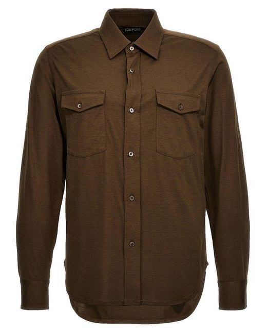 Tom Ford Brown Silk Blend Shirt Shirt, Blouse for men