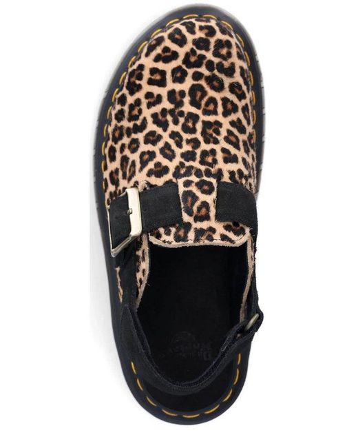 Dr. Martens Black Jorge Ii Leopard Buckle-Fastened Mules