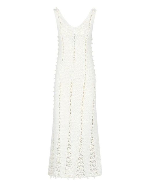 REMAIN Birger Christensen Maxi Crochet Dress in White | Lyst