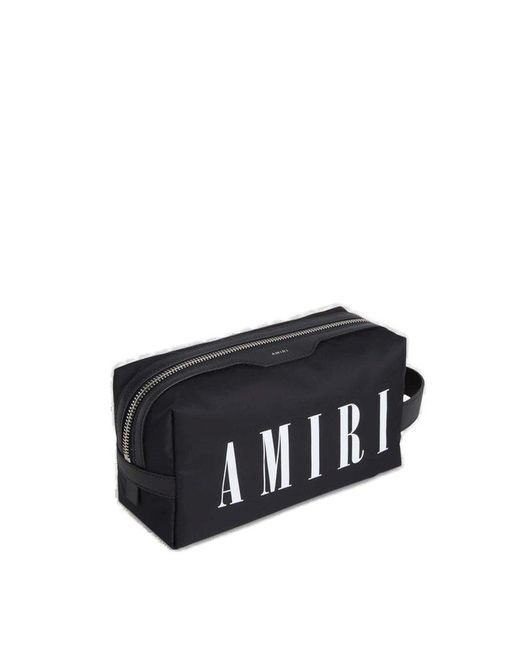 Amiri Black Logo Printed Dopp Kit Toiletry Bag for men