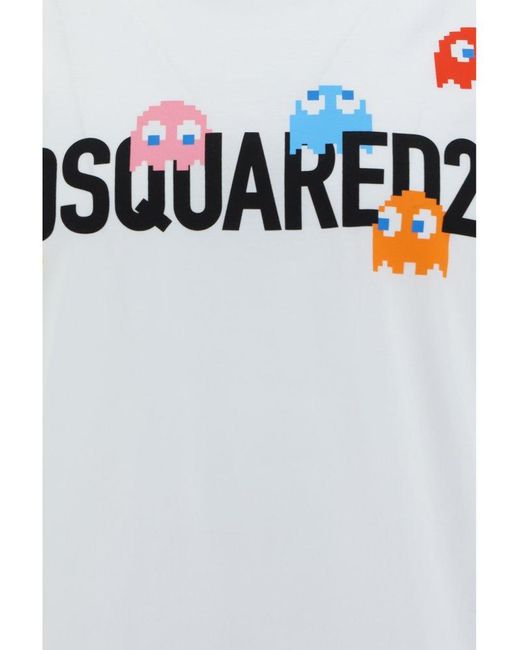 DSquared² White Logo Printed Crewneck T-shirt for men