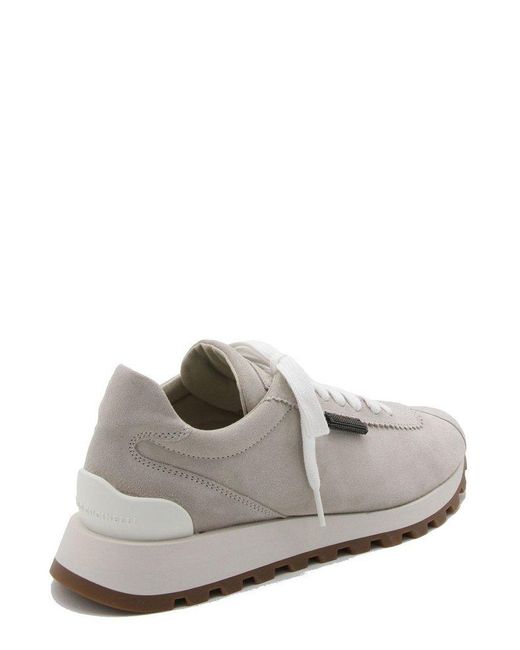 Brunello Cucinelli Gray Round-toe Lace-up Trainers