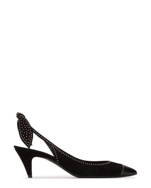 Saint Laurent Charlotte Pointed Toe Slingback Pumps in Black | Lyst