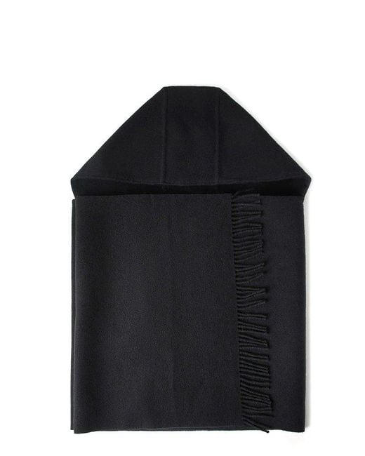 Brunello Cucinelli Black Hooded Wool And Cashmere Scarf