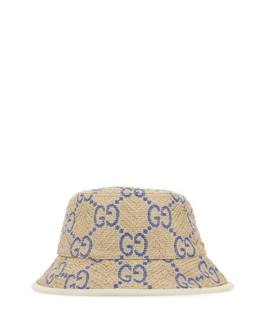 Gucci GG Monogram Detailed Bucket Hat in Natural Lyst