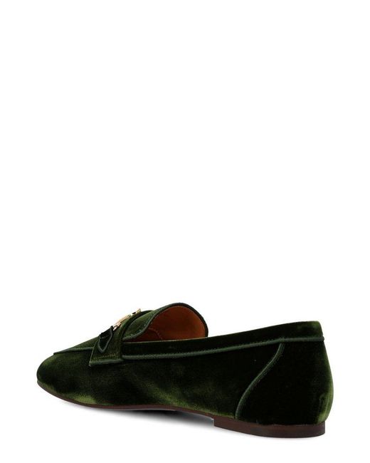 Tod's Black Round Toe Velvet Loafers