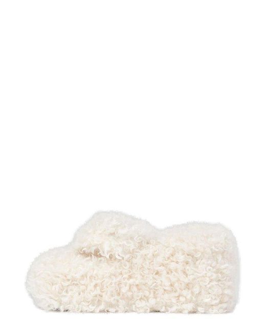 Coperni Natural Fluffy Branded Wedge Sandals