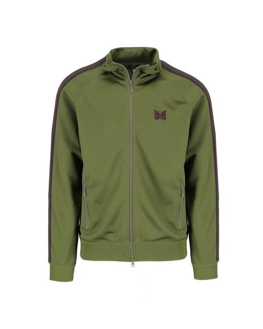 Needles Green Logo Embroidered Zip-up Jacket for men