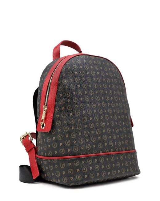 Pollini Black Monogram Printed Zip-Around Backpack