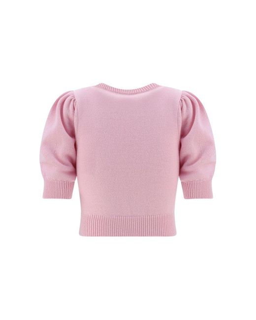 Alessandra Rich Pink Diamond-knit Cropped Jumper