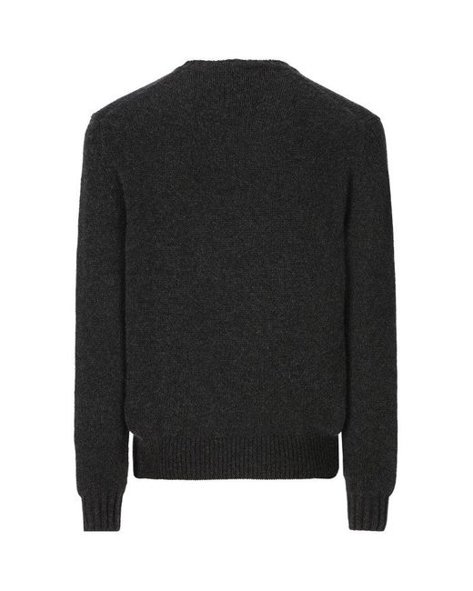 Loro Piana Crossover Lines Crewneck Knit Sweater in Black for Men Lyst