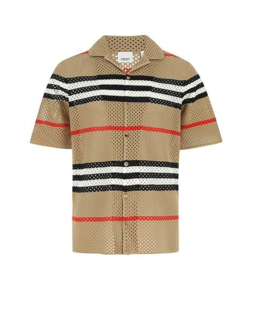 Burberry Multicolor Embroidered Mesh Shirt for men