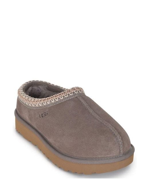 Ugg Brown Tasman Logo Embossed Slippers