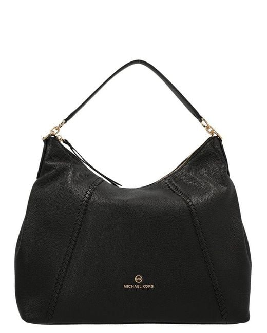 MICHAEL Michael Kors Leather Sienna Logo Plaque Shoulder Bag in Black ...