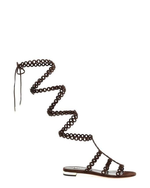 Aquazzura Black Infinity Chain Gladiator Sandals