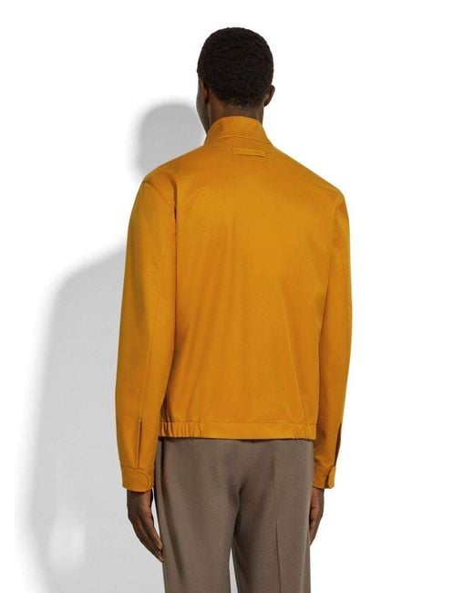 Zegna Orange Zip-Up Bomber Jacket for men