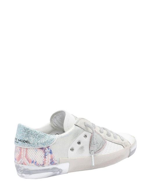 Philippe Model White Logo Patch Lace-Up Sneakers