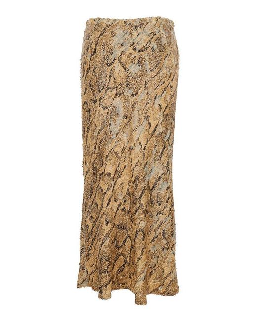 Dries Van Noten Natural 'Separ' Skirt With Beaded Decorations And All-Ov