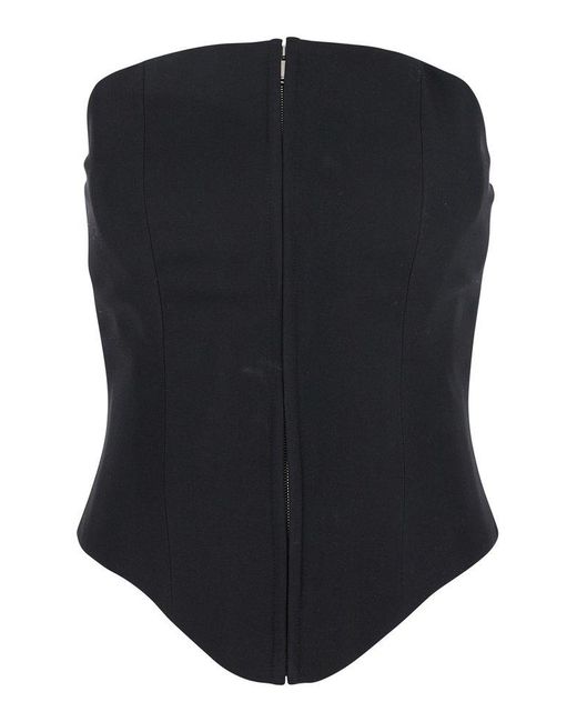 Alexander McQueen Black Wool Corset Top