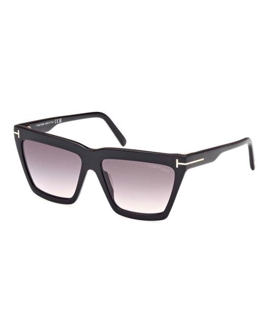 Tom Ford Black Eden Geometric Frame Sunglasses