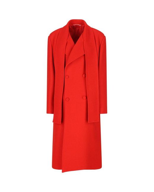 Valentino Red Double-breasted Straight Hem Coat for men