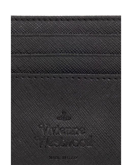 Vivienne Westwood Black Orb-plaque Logo Embossed Cardholder for men