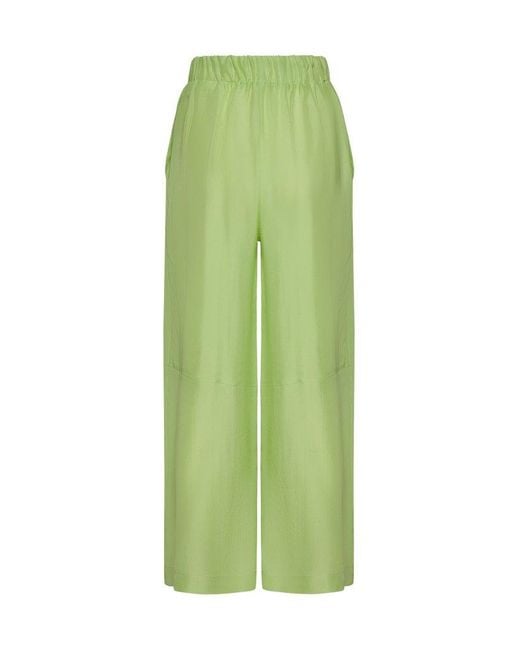 Alysi Green Drawstring Wide-leg Trousers