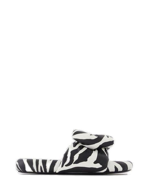 Off-White c/o Virgil Abloh White Zebra Printed Extra Padded Leather Slide
