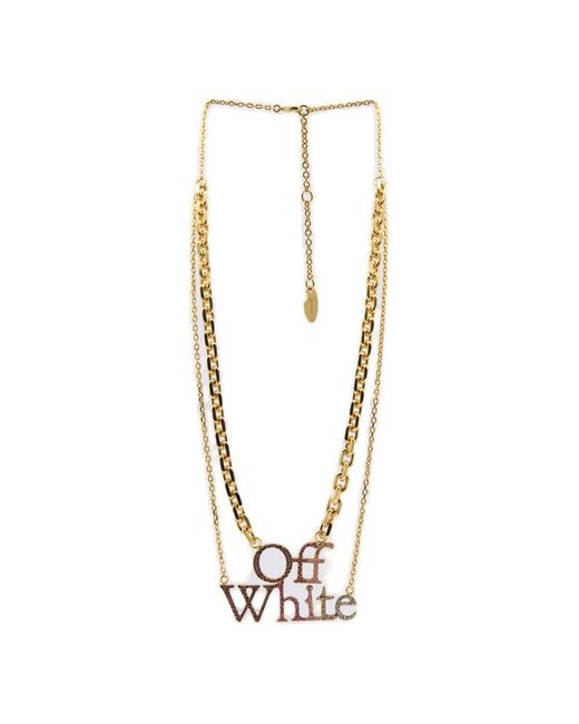Off-White c/o Virgil Abloh Logo Plaque Chain Necklace in Metallic for Men