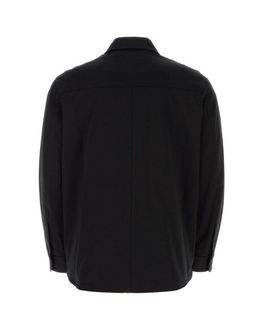 Dolce & Gabbana Black Logo-plaque Concealed Fastened Overshirt for men