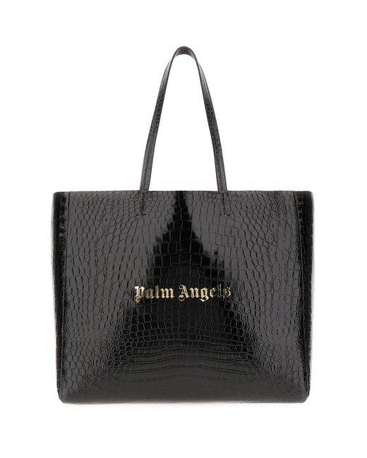 Palm Angels Black Logo Printed Large Tote Bag for men