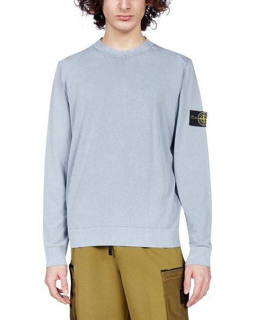 Stone Island Blue Logo Patch Knitted Jumper for men