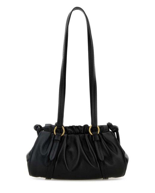 Miu Miu Logo-Lettering Drawstring Shoulder Bag in Black | Lyst