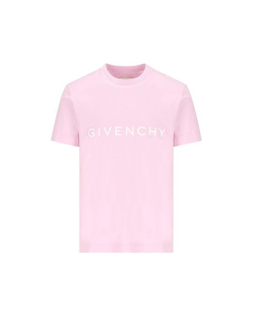 Givenchy Pink Logo Printed Crewneck T-shirt for men