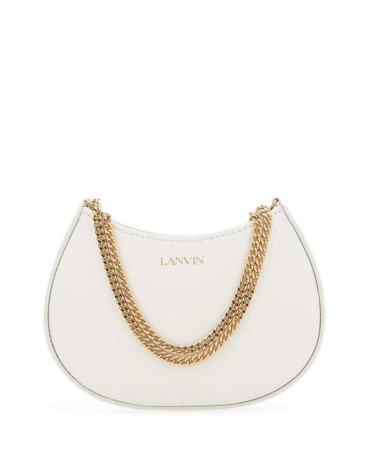 Lanvin White Curved Chain-linked Mini Shoulder Bag