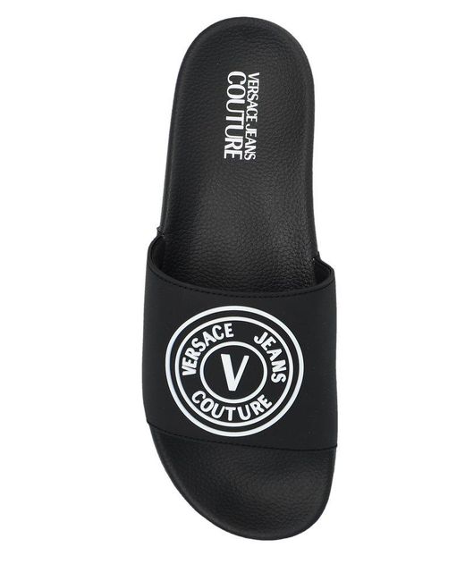 Versace Black V-emblem Slip-on Slides for men