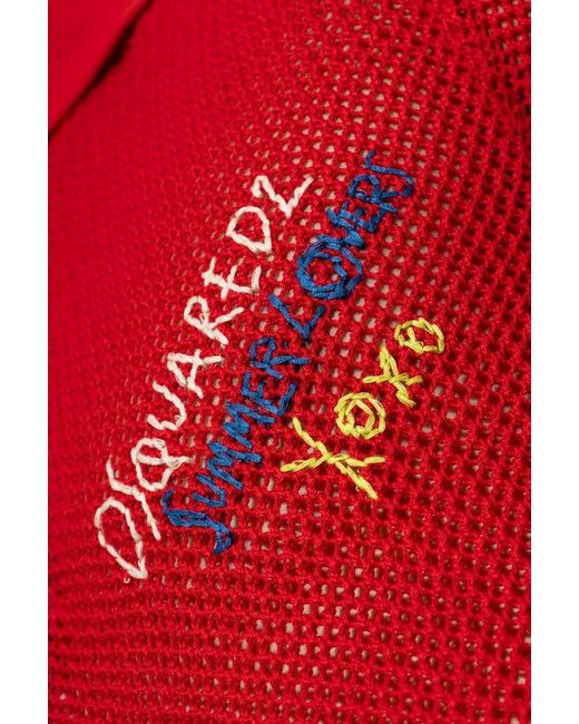 DSquared² Red Summer Lovers Knitted Polo Shirt for men