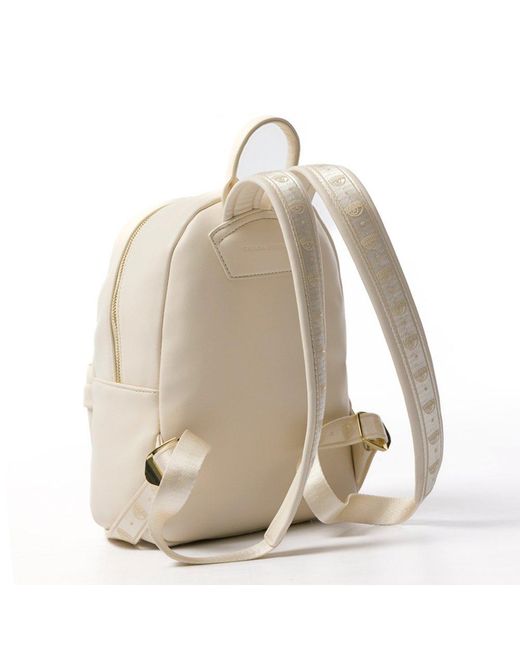Chiara Ferragni Natural Eyelike Studded Zipped Backpack