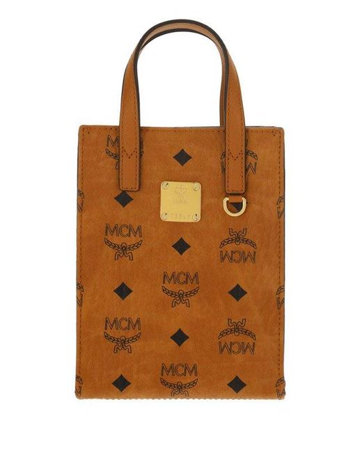 MCM Brown Klassik Mini Top Handle Bag