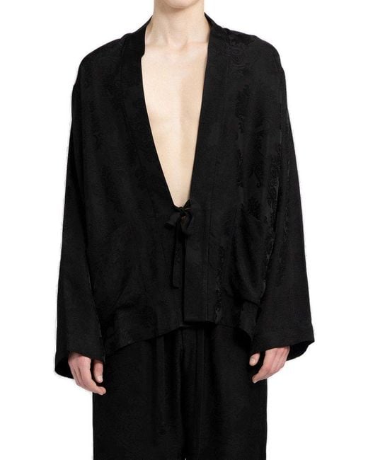 Uma Wang Black Floral-jacquard Straight Hem Jacket for men