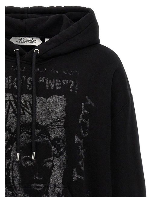 Lanvin Black Printed Hoodie Sweatshirt for men