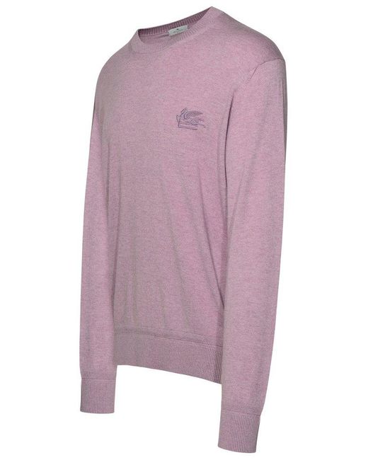 Etro Purple Lilac Cotton Blend Sweater for men